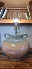 VTG 1980s Art Deco Moderne Iridescent Urn Table Lamo Mother of Peal picture