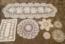 Vtg, 7 Beige Beautiful Handmade & Crochet Doilies picture