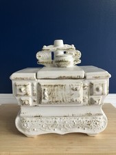 1967 Vintage McCoy USA  White Cook Stove Cookie Jar W/ Lid picture