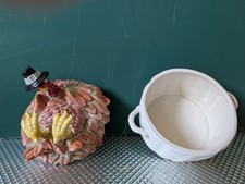 Thanksgiving Vintage 1990 Pilgrims Progress Soup Bowl w/Saucer. Fitz and Floyd  picture