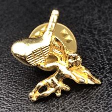 Angel With Golf Club Gold Tone Vintage Pin Brooch picture