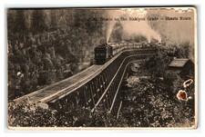 Dunsmuir Trestle Siskiyou Grade Shasta Route Steam Train RPPC Postcard 1915 picture