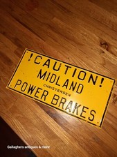 Rare vintage Midland Christensen Brake Equipment Caution power breaks Sign picture
