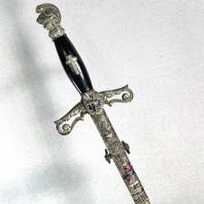 Antique Henderson-Ames Masonic Knights Templar Ceremonial Etched Blade Sword  picture
