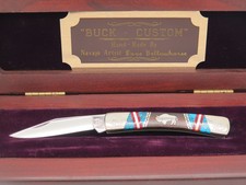 Custom David Yellowhorse Buck 704 Buffalo Inlay Turquoise Folding Pocket Knife picture