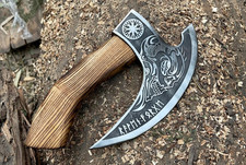 Awesome Handmade pizza cutter axe  with leather sheath, Best Gift For Him Her picture