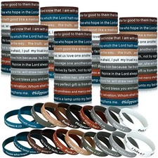 120 Pcs Bible Verse Bracelets for Kids Christian Wristbands Dark Color picture