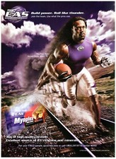 2007 Team EAS Print Ad, Vernon Davis 49ers Tight End The Pain Train Myoplex Bar picture