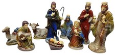 Avon 2011 Nativity Scene 9 Hand-Painted Ceramic Figurines Baby Jesus Christmas picture