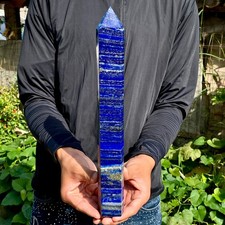 2.06LB Large Natural Lapis lazuli quartz crystal obelisk point wand aura healing picture