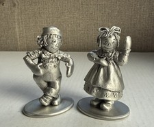 Vintage 1978 Schmid Fine Pewter Raggedy Ann & Andy Miniature Figurines picture