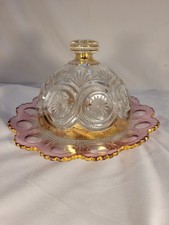 Antique EAPG Covered Butter, Cheese, or Honey Dish Star in Bull's Eye Pattern  picture