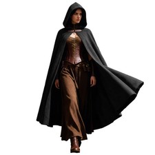 Renaissance Medieval Cloak with Hood Women Velvet Hooded Cape picture