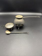 Vintage  russian hand hammered steel Cezve coffee set Complete picture