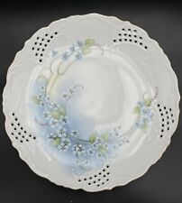 Antique Reticulated Porcelain Cabinet Plate w/ Bluish White Flowers Claudia 8