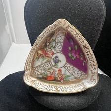 Vtg Hal-Sey Fifth Courting Couple Triangle Ashtray/Trinket Dish Made in Japan picture