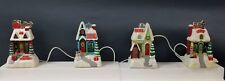 LOT of 4 2009 Hallmark Christmas Caroling Cottages Lights Interacts Music TESTED picture
