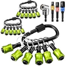 Threlaco 18 Pcs Bit Holder Keychain, 1/4 3/8 1/2 Socket Hex Shank Green 24 picture