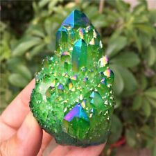 50g Natural Aura Green Titanium Stone Quartz Crystal Cluster Specimens Healing picture
