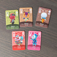 Animal Crossing Amiibo Cards, 5 Villagers (CHERRY STITCHES BLANCA PIETRO JULIAN) picture