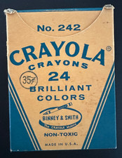 Vintage Crayola No 242 24 Crayons 35 Cent Box Binney & Smith Mid Century picture