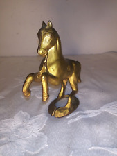 OLD Cast Iron Bank - Horse Standing / Rearing , Old Gold Finish picture