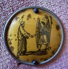 Antique Saint Joseph And Saint Michael pin Back Button Religious Vintage 1860 picture