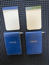 2 Rare 1950s IBM THINK 3.75 x 2.5 inch Blue Leather Pocket Version w/Pencil clip picture