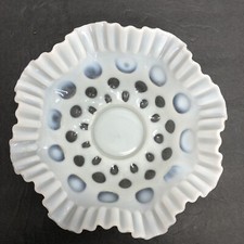 Vintage Fenton Glass coin spot coin dot 10 1/4” bowl Opalescent Thumbprint picture