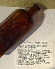Amber Glass Poison Bottle 1000 Hexagonal Skull & Crossbones Embossed “GIFT” picture