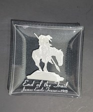 Vintage Native American End Of Trail Glass Trinket Dish 1915 picture
