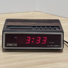Vintage Spartus Model 1108 Red LED Digital Alarm Clock TESTED Classic Buzzer Wks picture