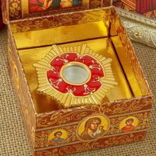 Orthodox Jesus Cross Relic Chest Church Holy Reliquary Crucifix Home Chapel Gift picture
