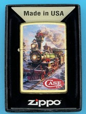 Christmas Train Case XX Knives Street Brass Zippo Lighter NEW picture
