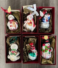 Lot Of Six Waterford Holiday Heirlooms Snowman Christmas Ornaments W/Box + COA picture