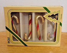 Vintage Mavi Blown Glass Christmas Ornaments Candy Cane Set of 4 picture
