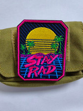STAY RAD - 80's RETRO SURFING - FUN IN THE SUN EMBROIDERED HOOK LOOP PATCH BADGE picture