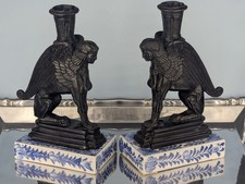Maitland-Smith Bookends Pair Mythical  Winged Lion Griffen Bronze Porcelain Vtg. picture