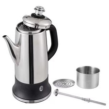 KFFKFF 12-Cup Electric Percolator Coffee Pot Stainless Steel Coffee Maker Silver picture