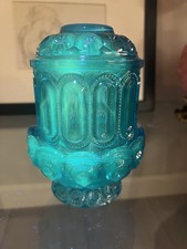 GLOWING Beautiful Blue Fairy Lamp Weishar L.E Smith Moon And Stars Full Size 6”  picture