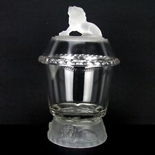 EAPG Gillinder Sons Frosted Lion Glass Covered Sugar Bowl 9in 1870s GS11 picture