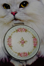 Beautiful Antique HP *STERLING ENAMEL GUILLOCHE*Compact by THOMAE Original PUFF picture