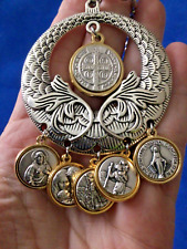 Custom Religious Catholic Saint Medal NECKLACE 2 Tone Benedict Michael Scapular picture