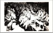 c1940s U.S. Military RPPC Real Photo Postcard Woman Surrounded by Navy Sailors picture