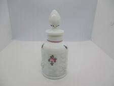 Westmoreland Milk Glass Paneled Grape Hand-Painted Perfume Bottle picture