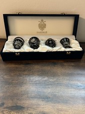 Faberge Na Zdorovye Black Vodka Shot Glasses Set of Four Crystal in Velvet Box. picture