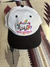 SeaWorld Polar Bear Logo Adjustable Snapback Baseball Cap Hat White Black picture