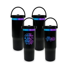 30 oz Tumbler with Handle, Water Bottle with Flip Straw, Black 4 pack picture