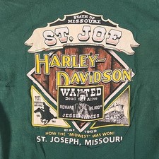 VTG 1993 Harley Davidson Shirt Mens L Green How The Midwest Was Won St Joe MO picture
