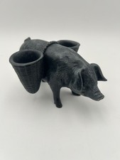 FARM sow oink oink figural  Pig Toothpick Holder or match holder with baskets picture